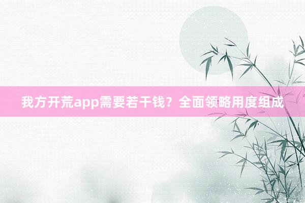 我方开荒app需要若干钱？全面领略用度组成
